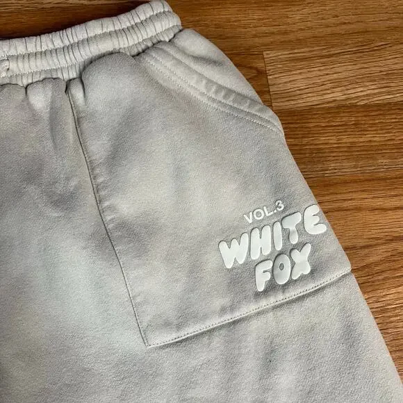 White Fox Sweatpants Womens Sz L Beige Tapered Jogger Preowned - Picture 2 of 4